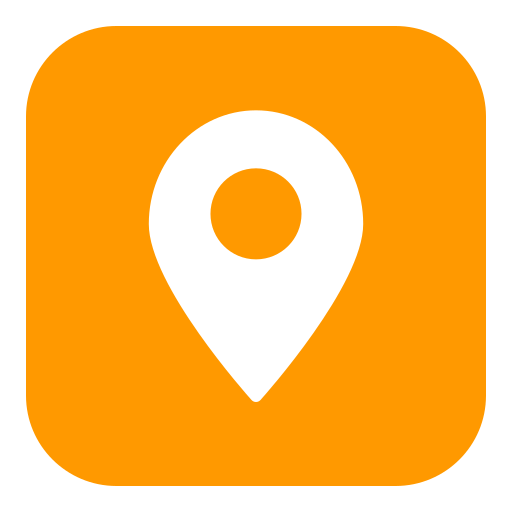 Location pin icon on an orange background, representing a geolocation or map marker.