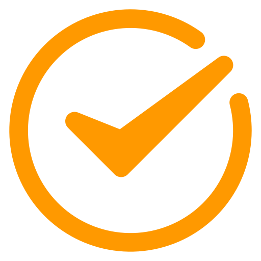 Orange checkmark inside a partially completed circle, symbolizing approval or completion.