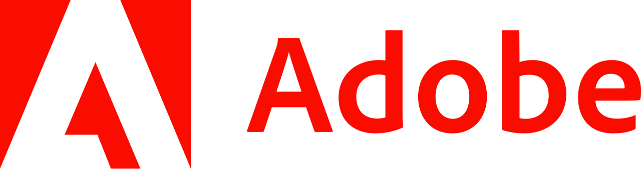 The Adobe logo with a black stylized letter A on a red background, followed by the word 'Adobe' in red text.