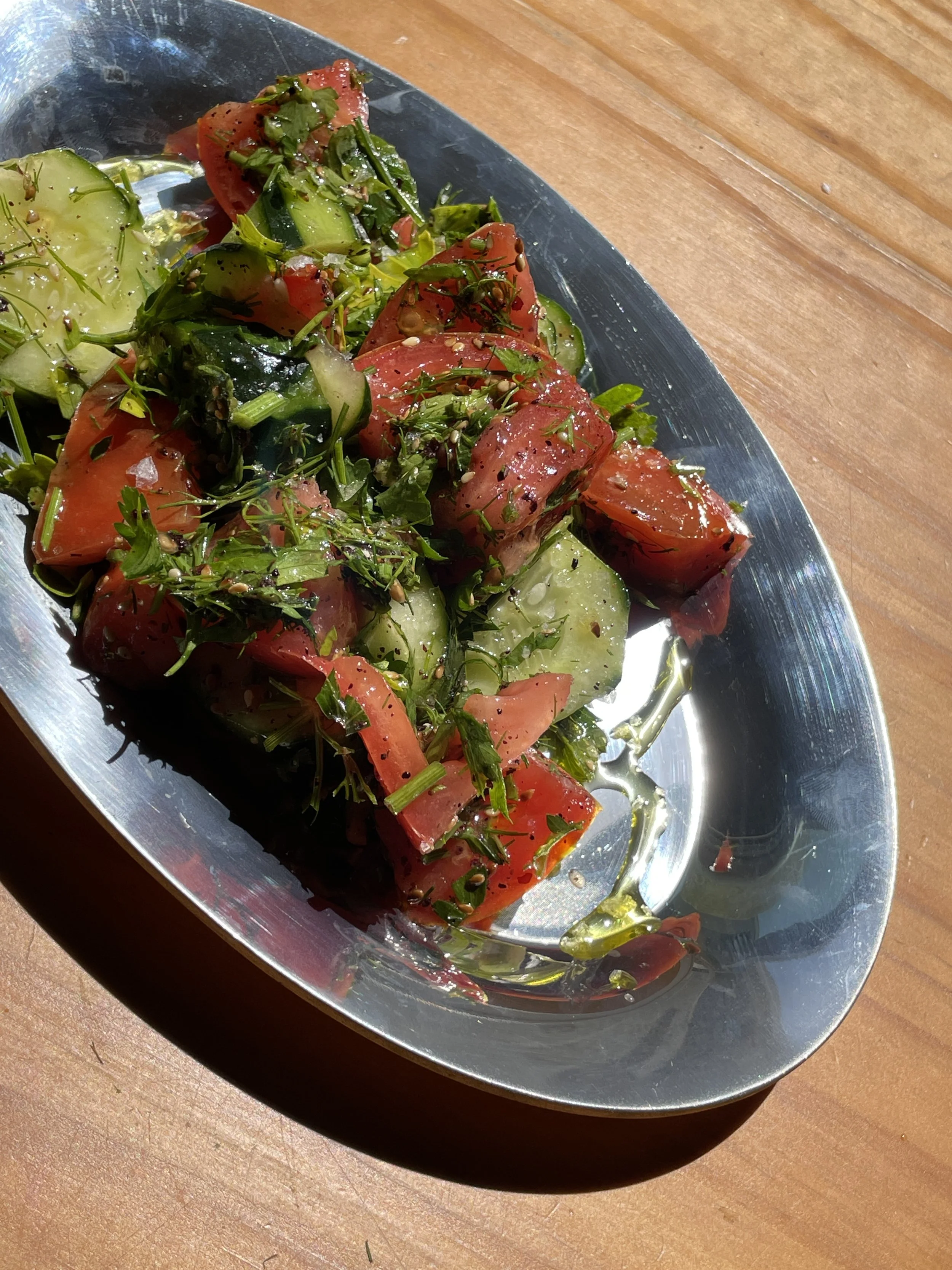 Sumac, Sesame, Tomatoes &amp; Cucs              OH ME OH MY!