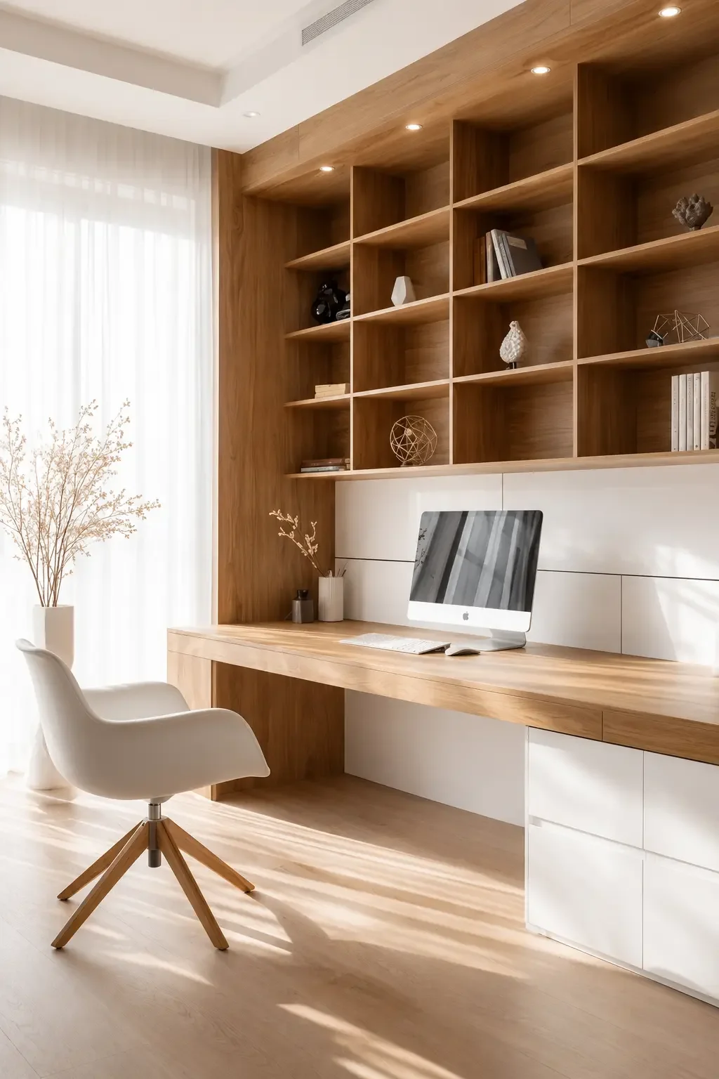 Custom timber home office desk and shelving