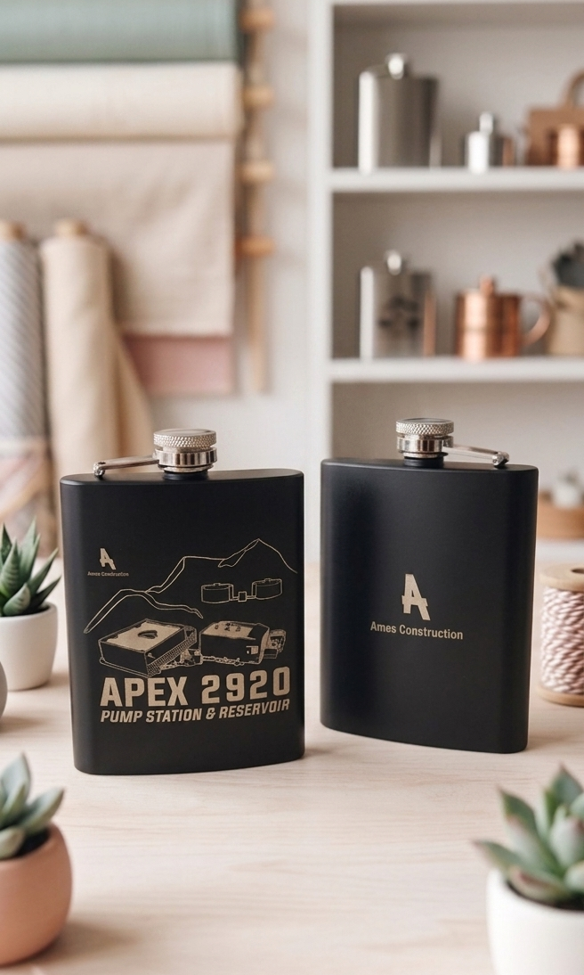 Custom 8oz Matte Black Flask