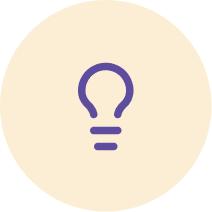 Outline of a light bulb icon on a beige circular background