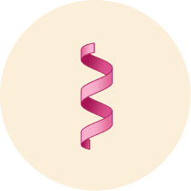 Pink spiral ribbon on a beige circular background