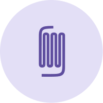 Icon of a folded paperclip in purple on a light purple circular background.