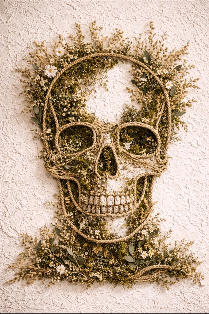 Floral Skull Rope Wall Art