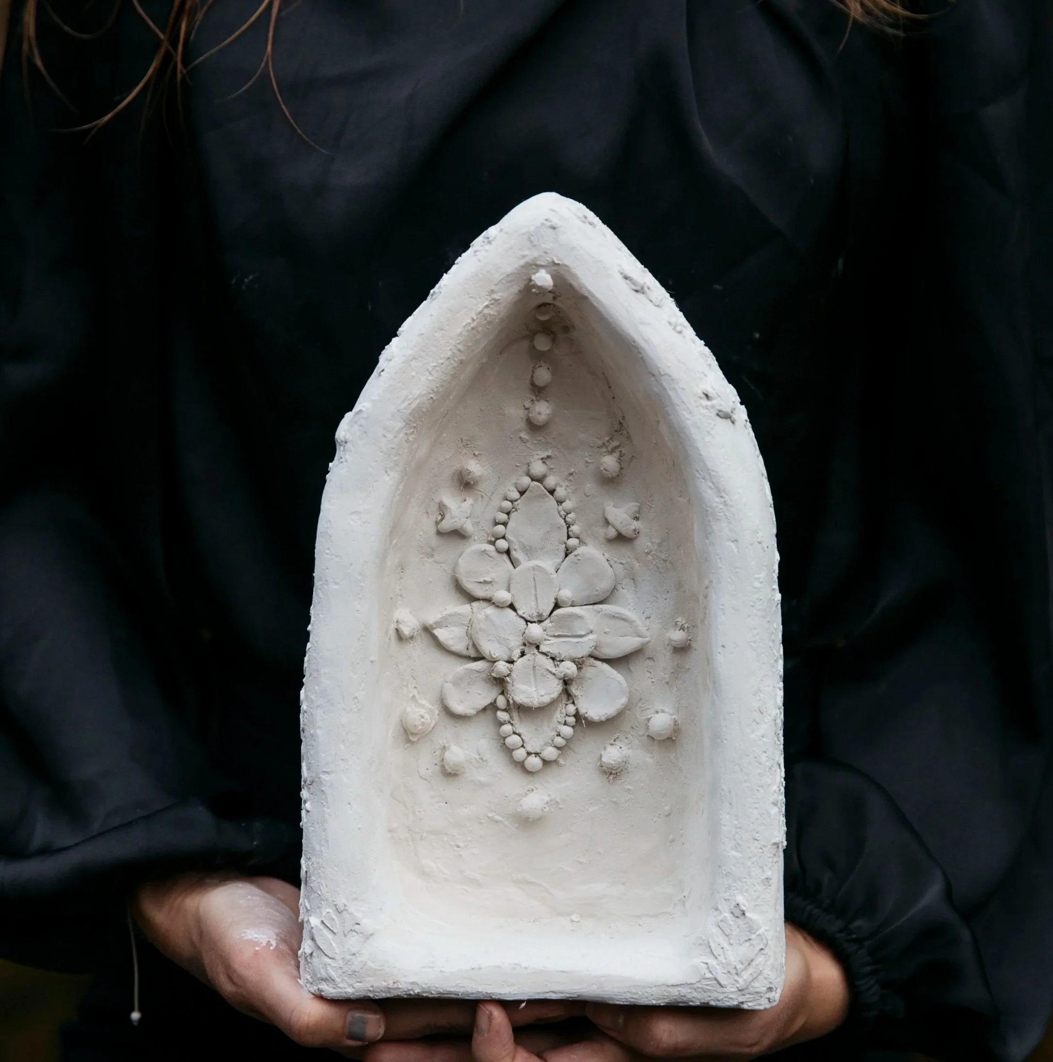 Handcrafted Floral Plaster Sculpture