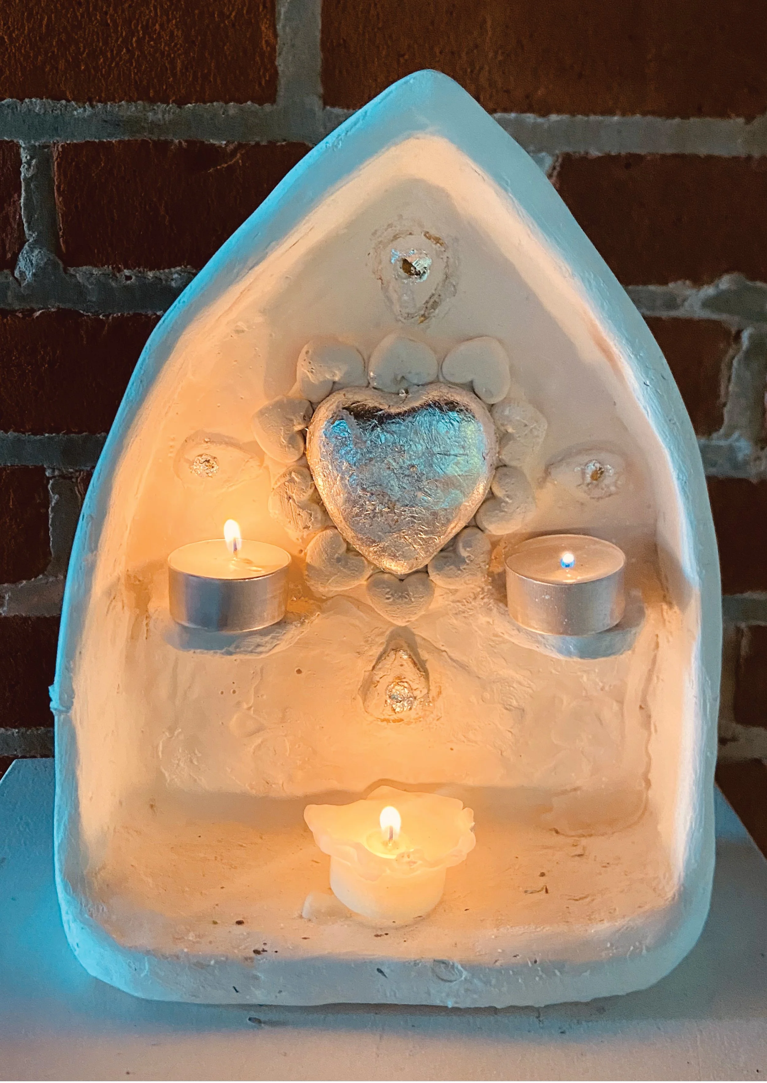 Silver Heart Triple Burner Altar