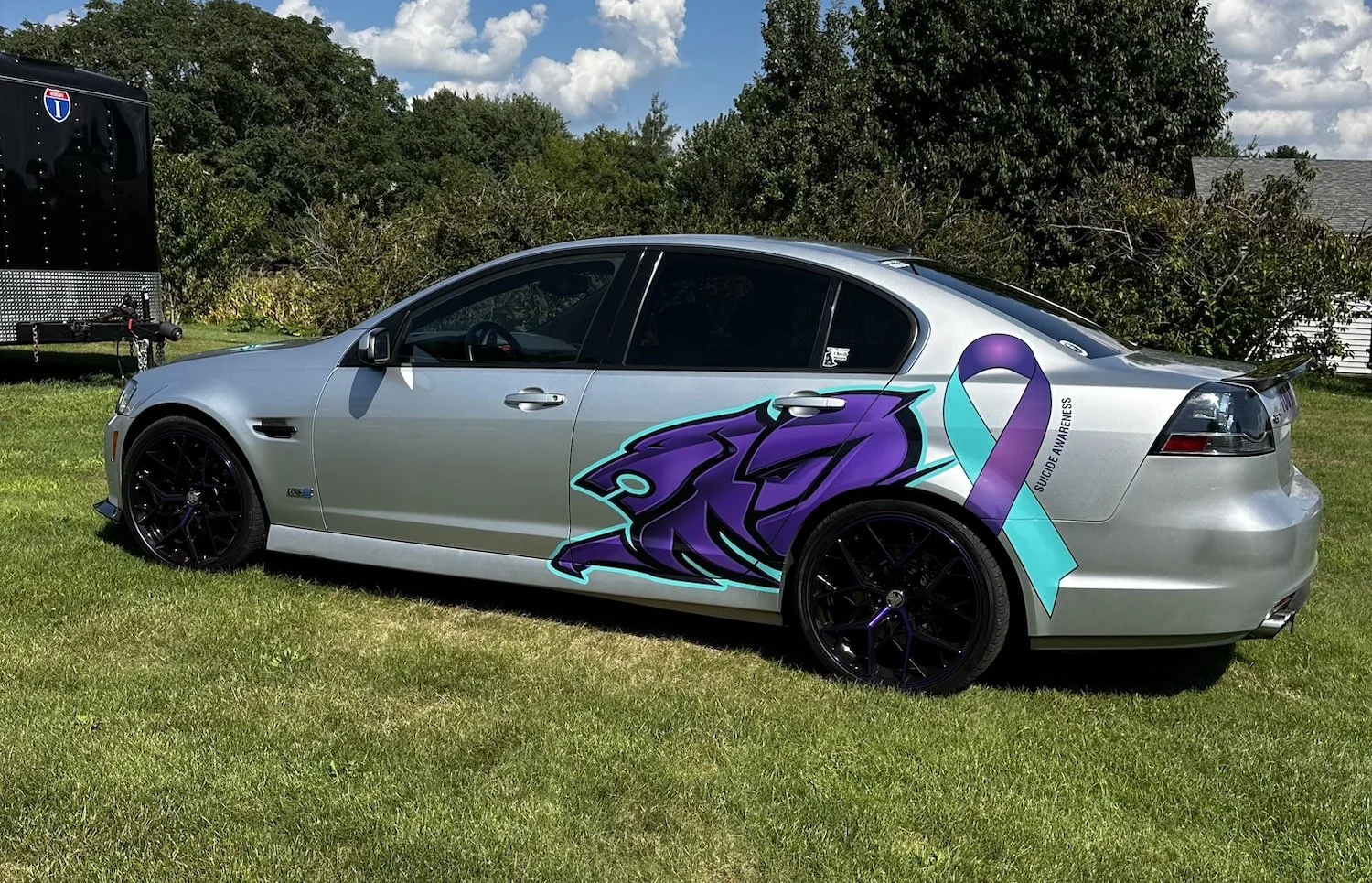 Pontiac G8 with suicide awareness sticker