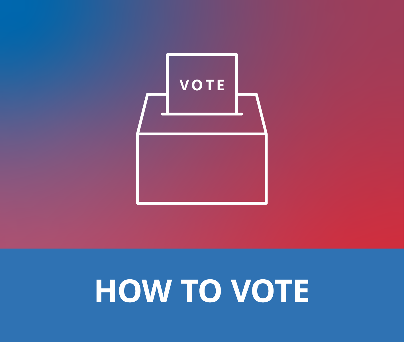 Outline of a ballot box with a ballot paper labeled 'VOTE' being inserted, with the text 'HOW TO VOTE' below.
