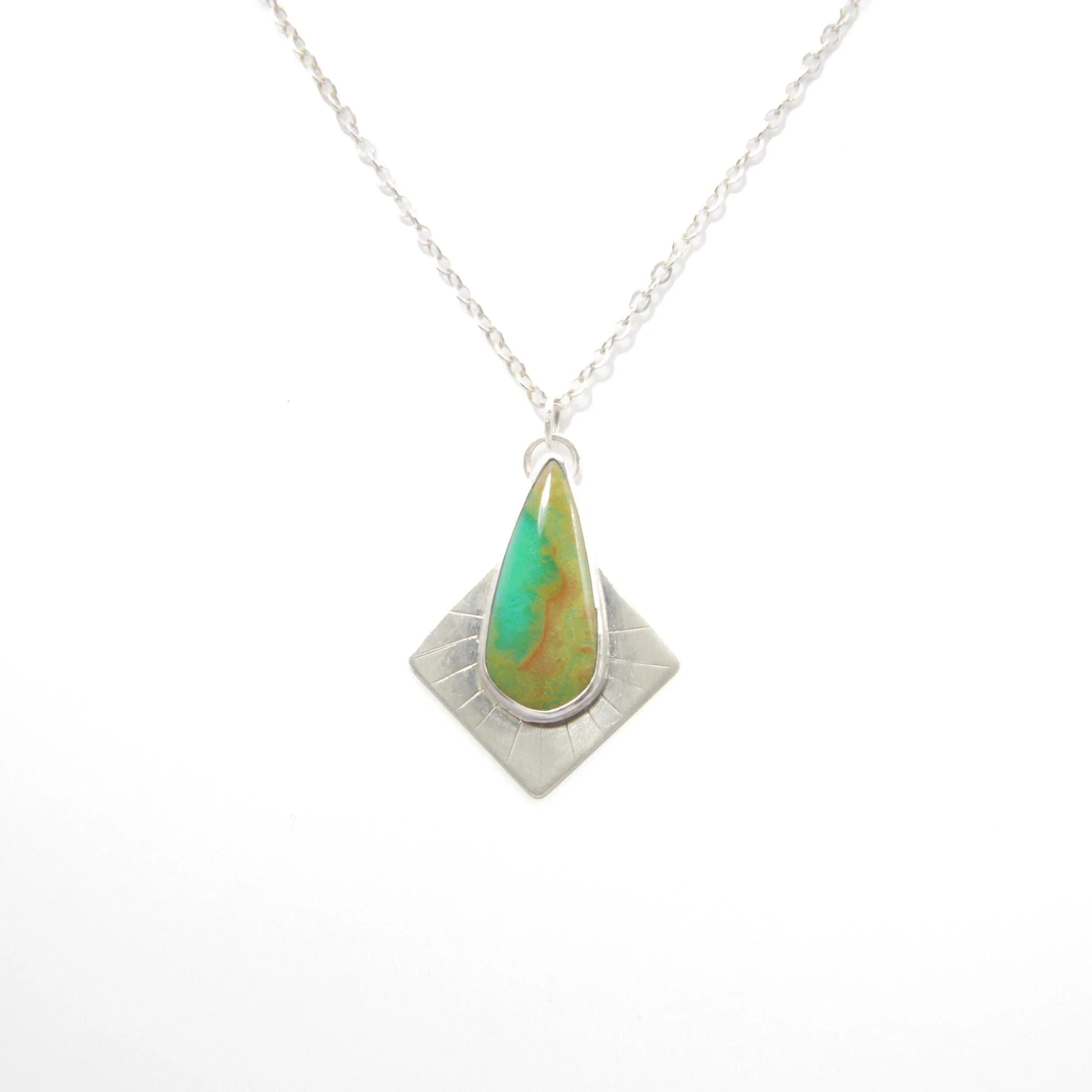 Opalized Wood and Sterling Silver Pendant