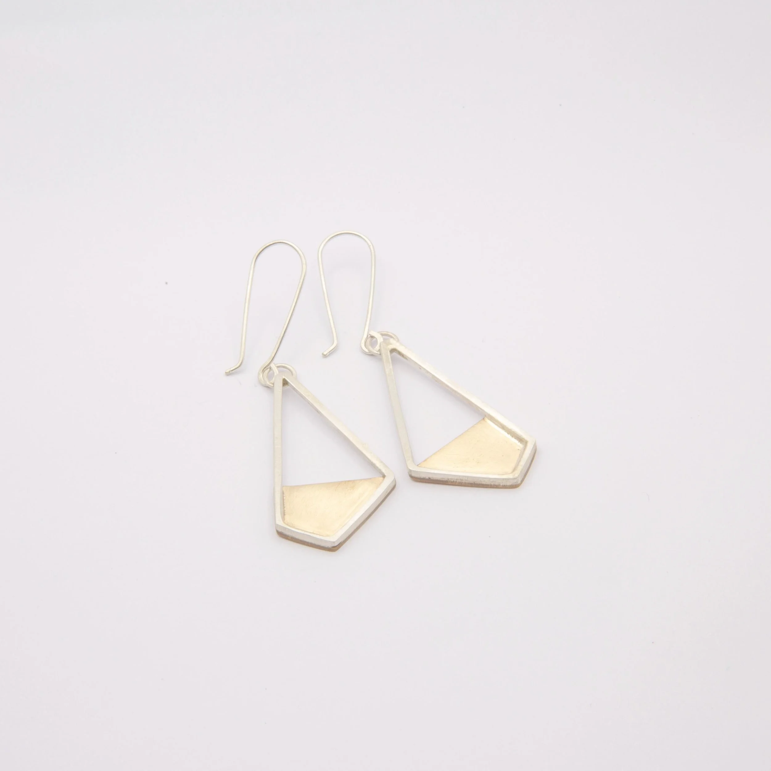 Geo Brass + Sterling Silver Earrings