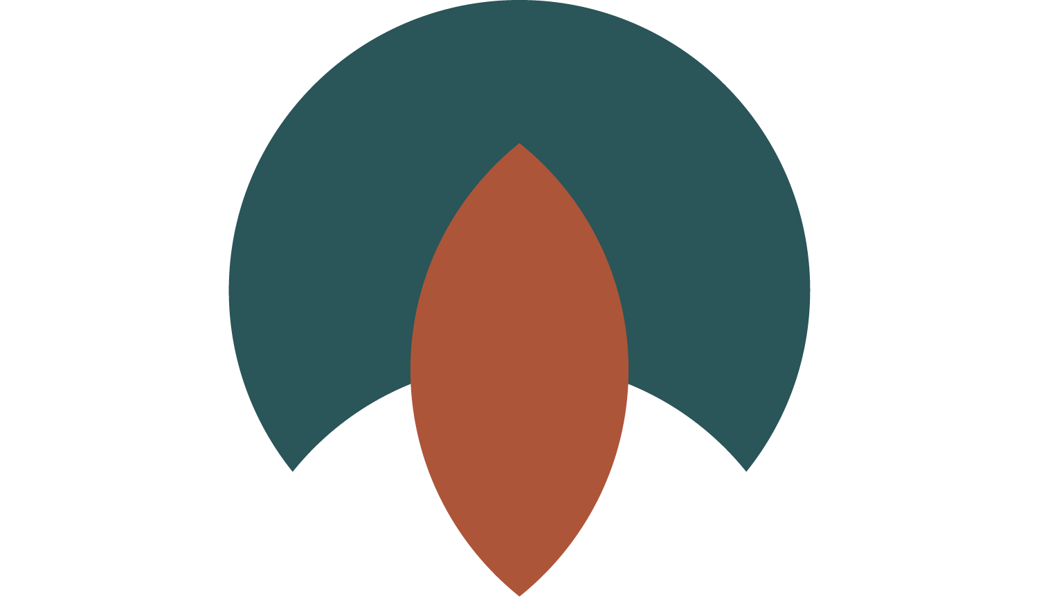 Overlapping circles in brown and dark teal colors creating a Venn diagram.