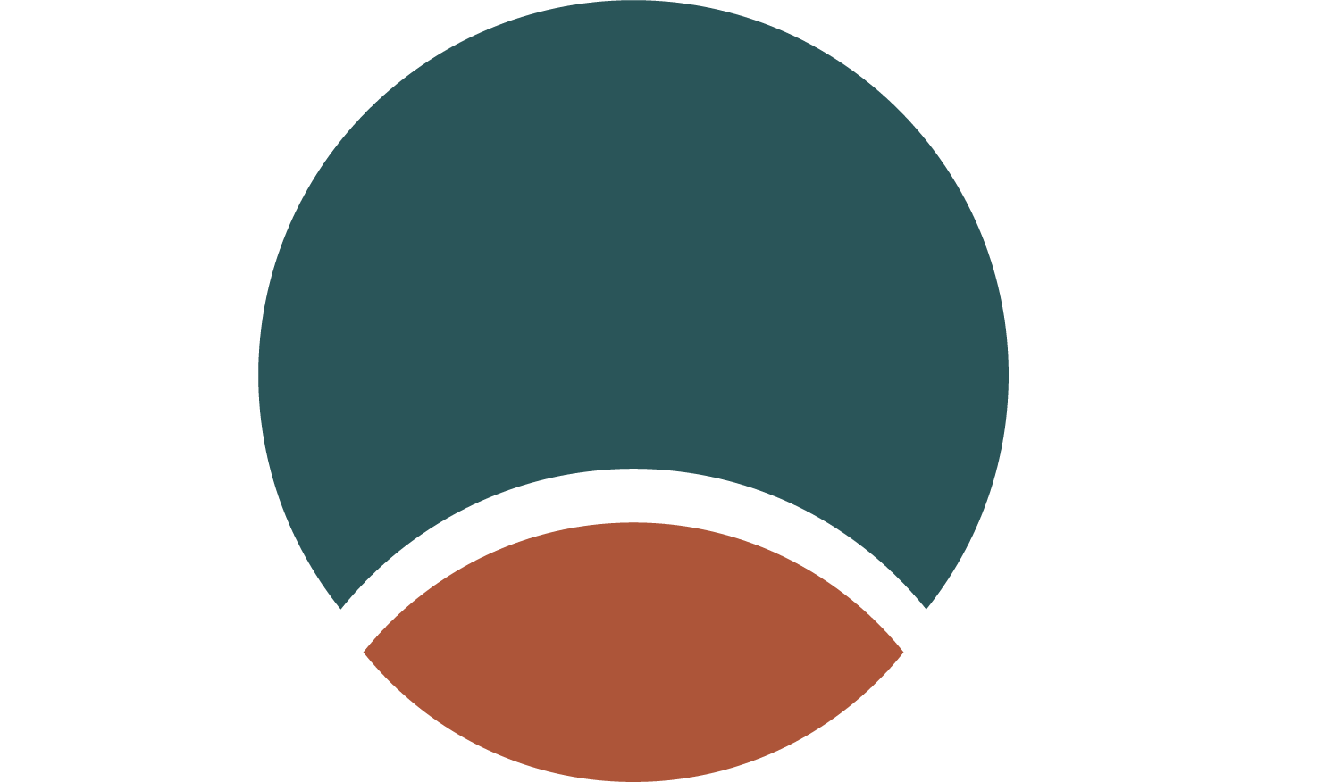 A pie chart with three segments: a large dark teal segment, a smaller white segment, and an even smaller brown segment at the bottom.