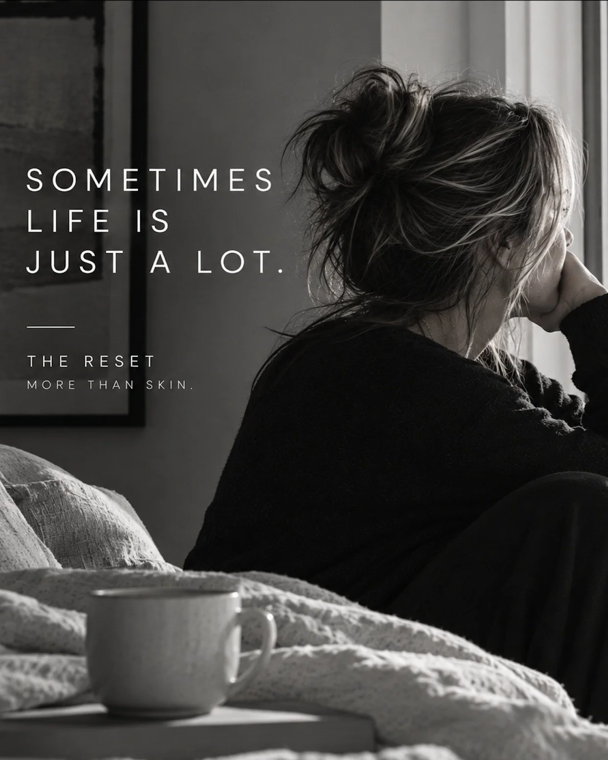 SOMETIMES LIFE IS JUST A LOT.

You don&rsquo;t necessarily need a diagnosis.
Or a program.
Or another person telling you what you should be doing.

Sometimes you just need somewhere to go.

Someone to take care of you for an hour or two.

A facial.
L