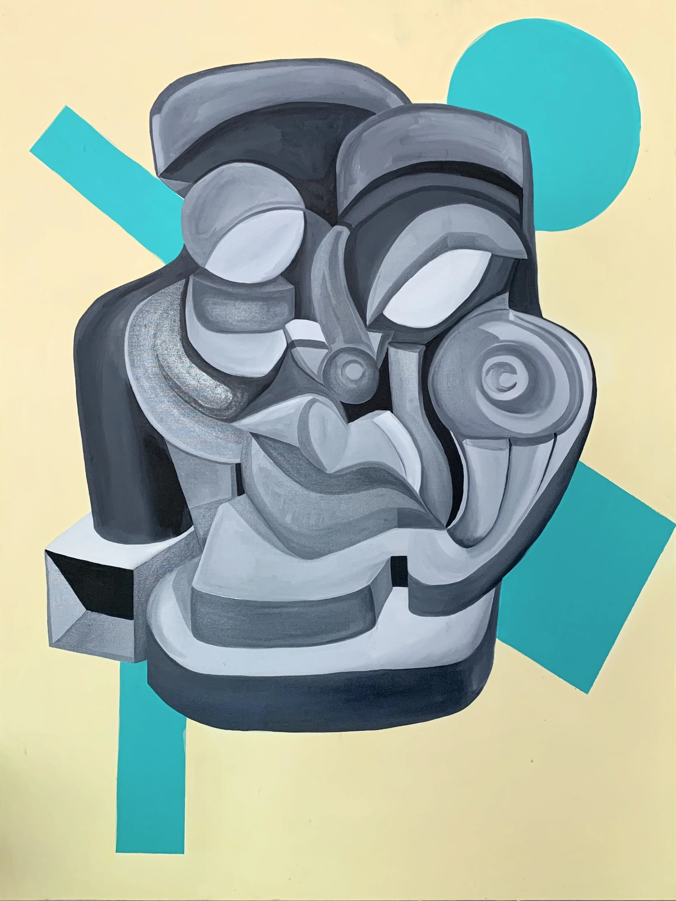  Rob Williams  Mask Teal #1  Oil &amp; acrylic on canvas  $2,100 