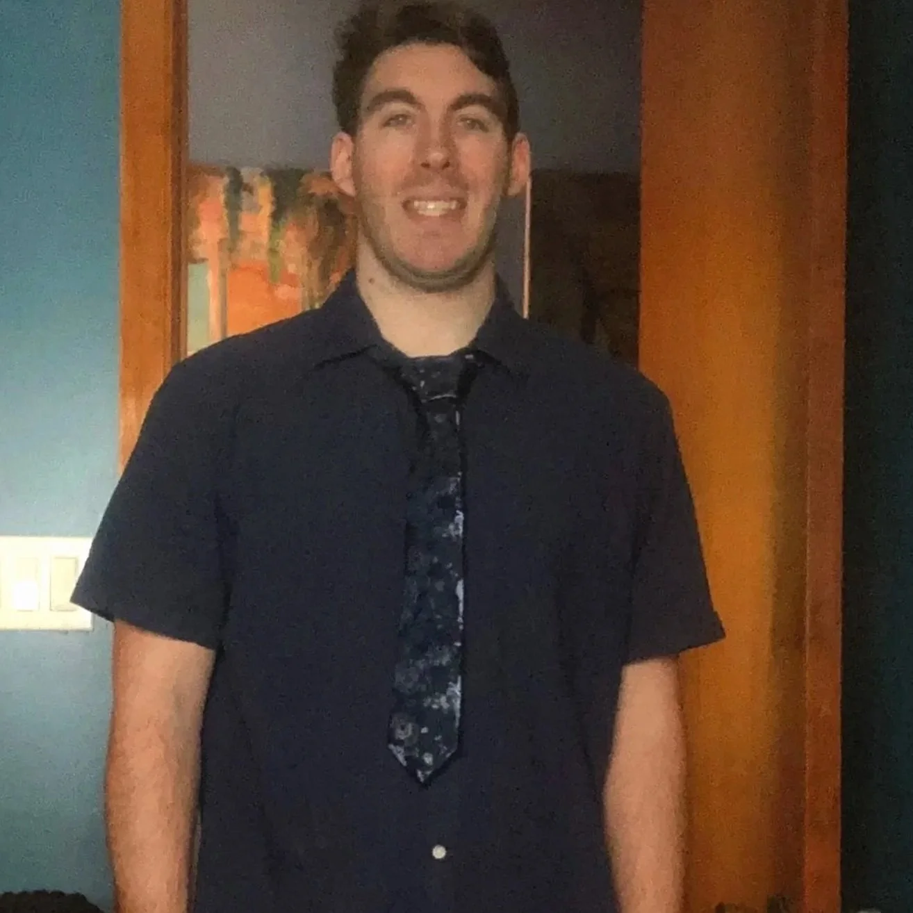 Short tie with nice button up shirt