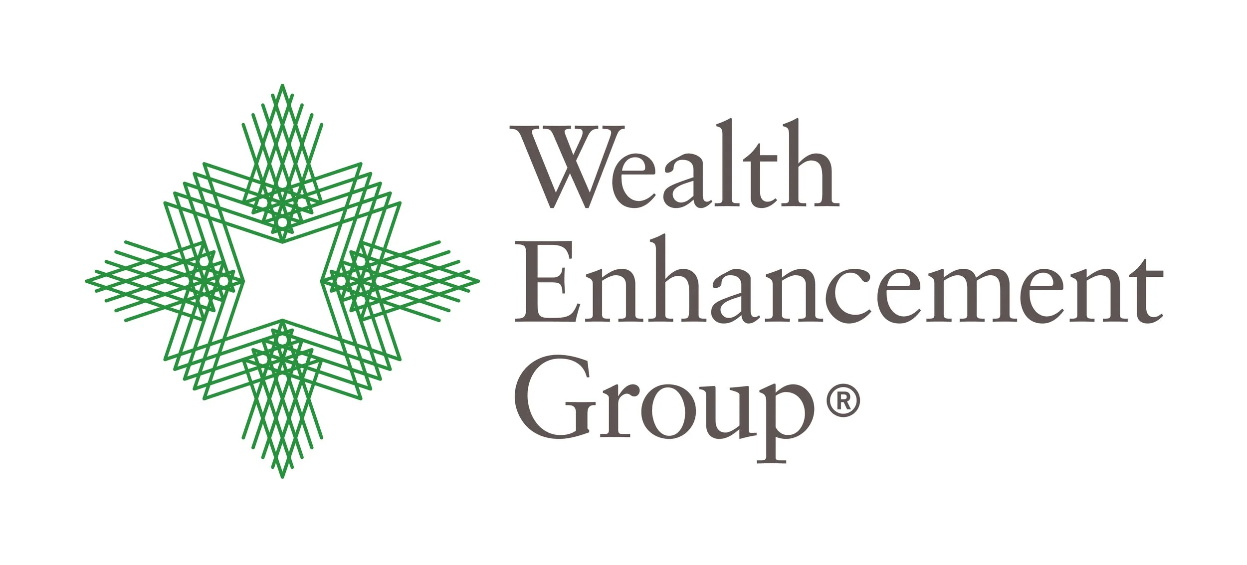 Logo of the Wealth Enhancement Group featuring a geometric star in green and the company name in gray.