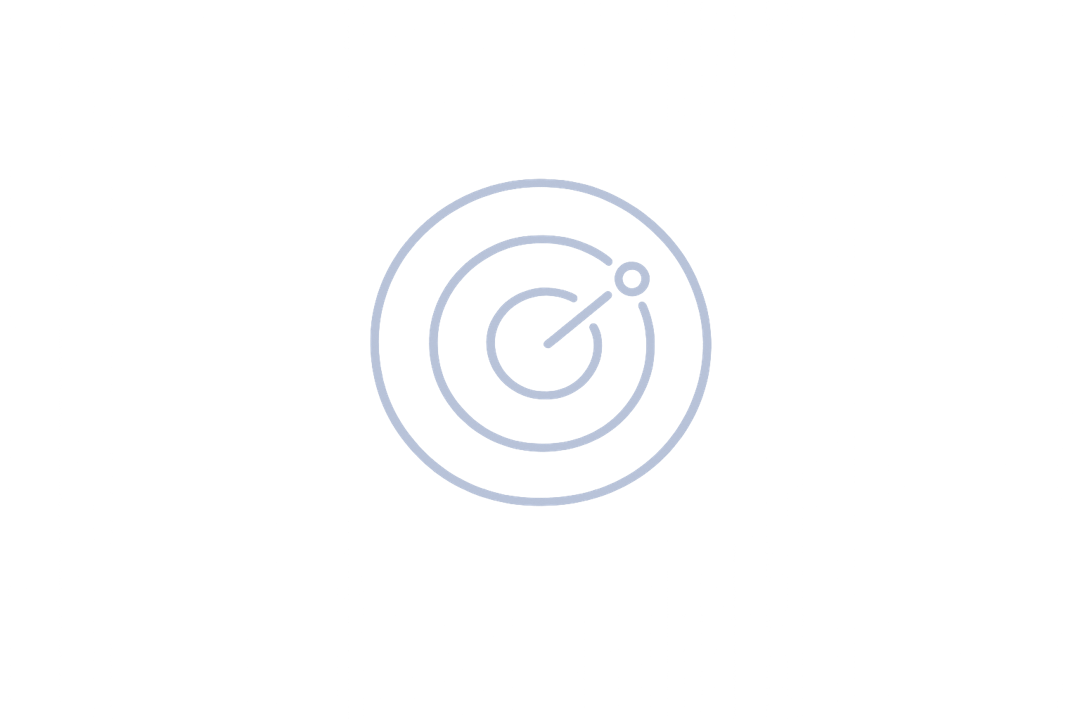 Line art of a target with three concentric circles and a dart hitting the bullseye.