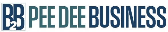 Pee Dee Business logo with blue and green text.