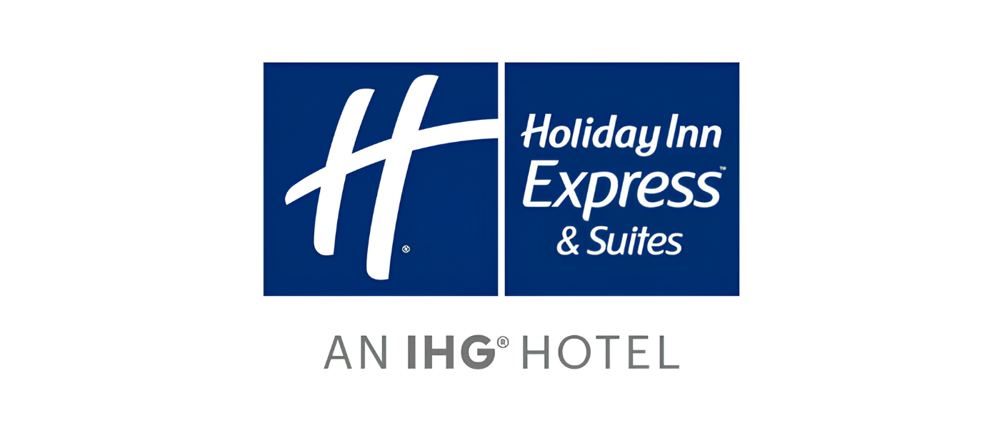 Holiday Inn Express & Suites logo with text and slogan.
