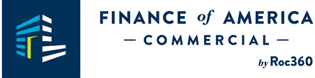 Logo of Finance of America Commercial by Roc360 with a stylized building icon on the left and text on the right.