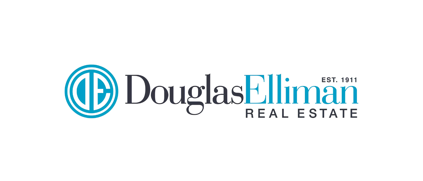 Logo for Douglas Elliman Real Estate with a circular emblem on the left and text on the right, including "EST. 1911" and "REAL ESTATE".