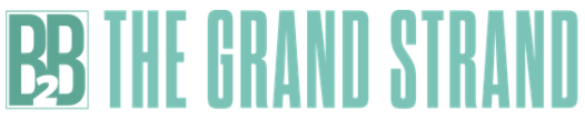 Logo for The Grand Strand, featuring the letters 'BB' inside a square and the text 'The Grand Strand' in teal.