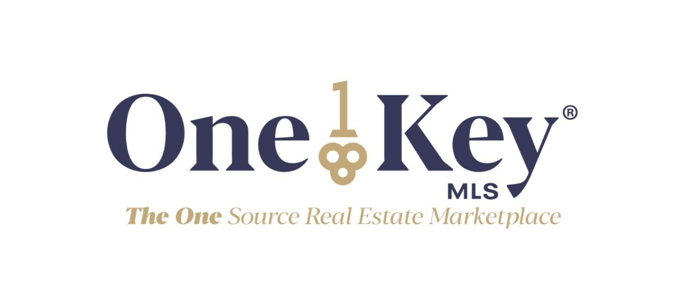 Logo for One Key MLS with text "The One Source Real Estate Marketplace" and a key design in the logo.