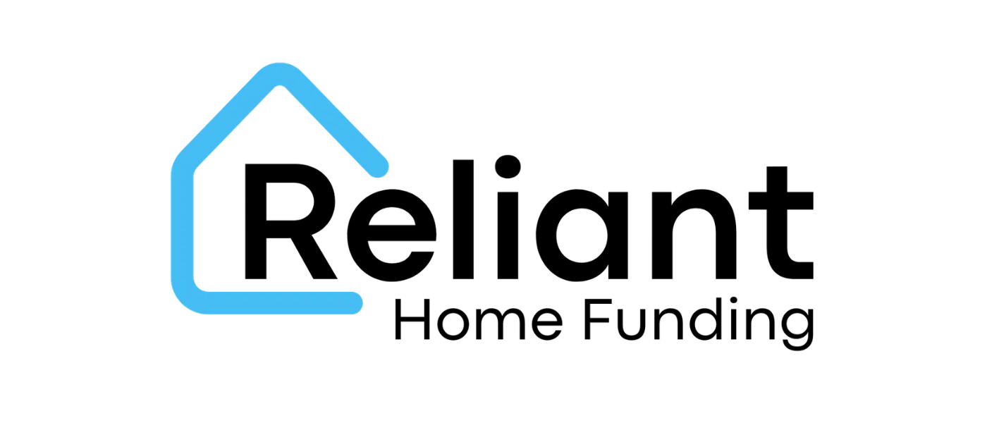 Logo for Reliant Home Funding with a stylized blue house outline and the company name in black text