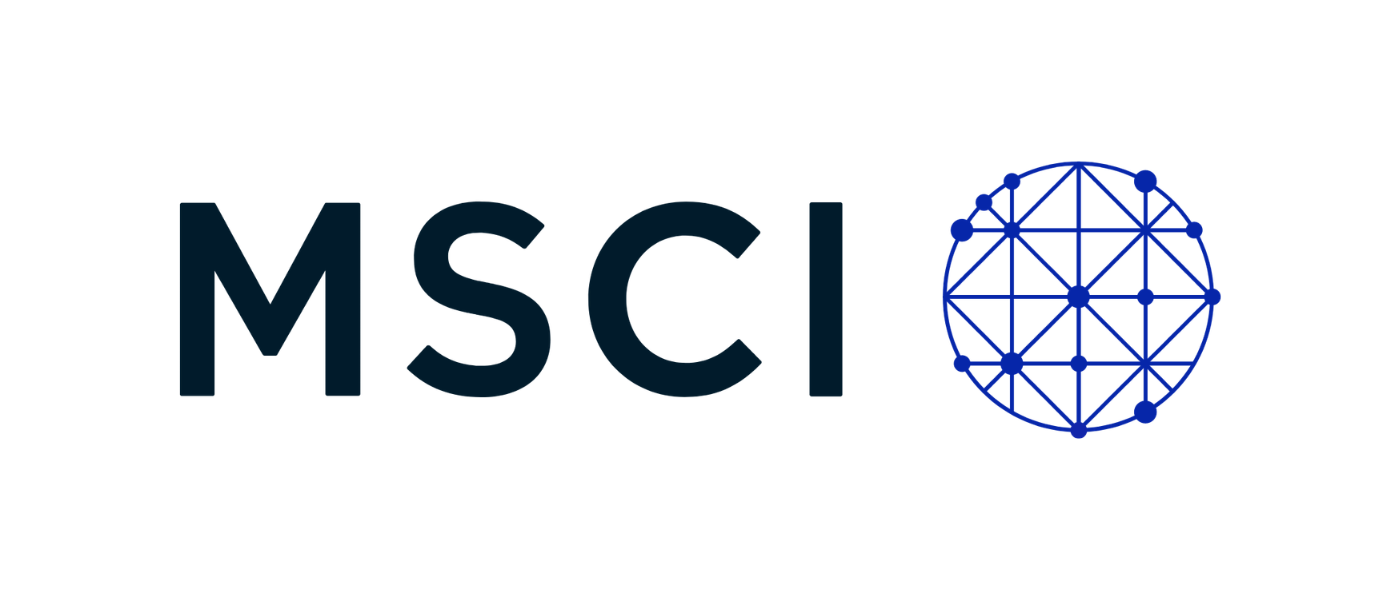 MSCI logo with black text and a blue globe made of interconnected lines and dots.