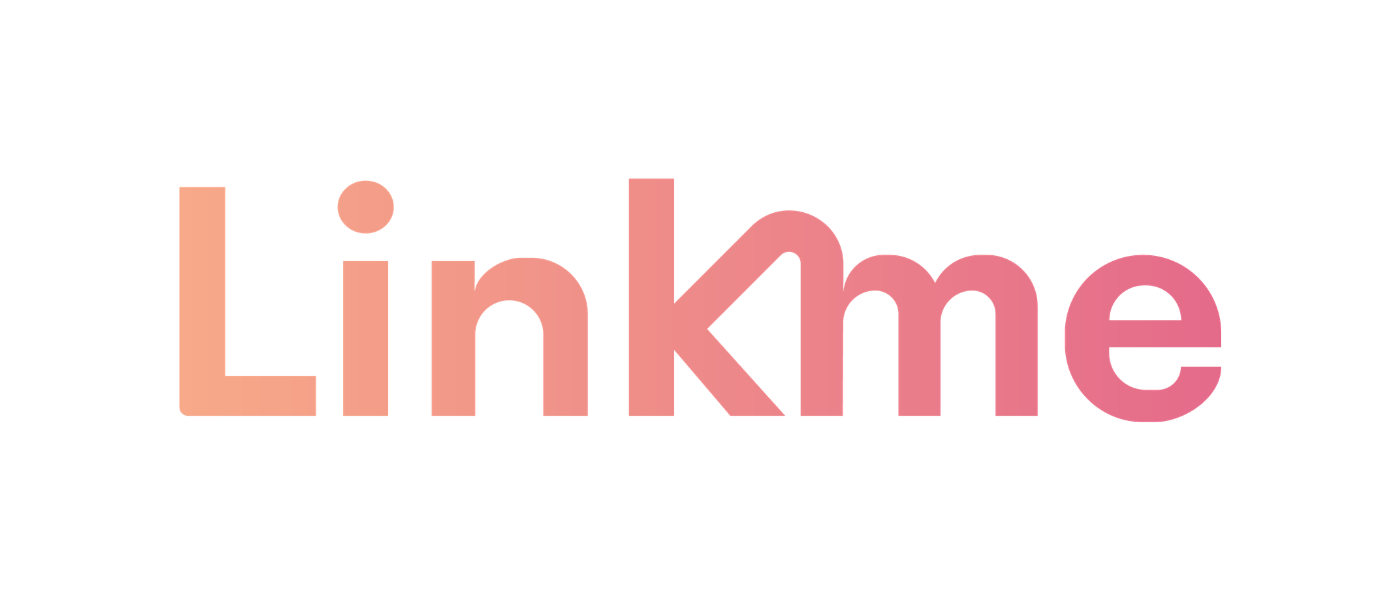 The word 'Linkme' in gradient pink and orange text on a white background.