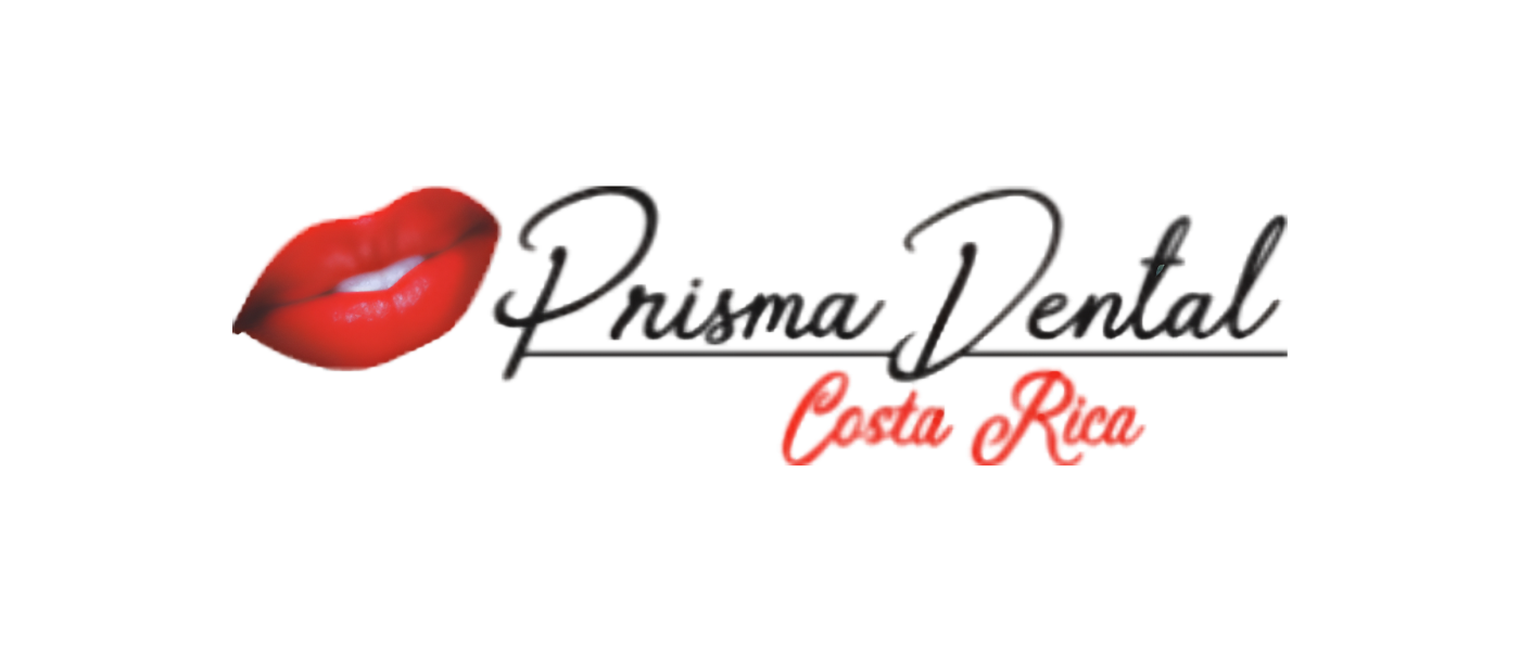 Logo for Prisima Dental Costa Rica featuring red lips and black and red stylized text.