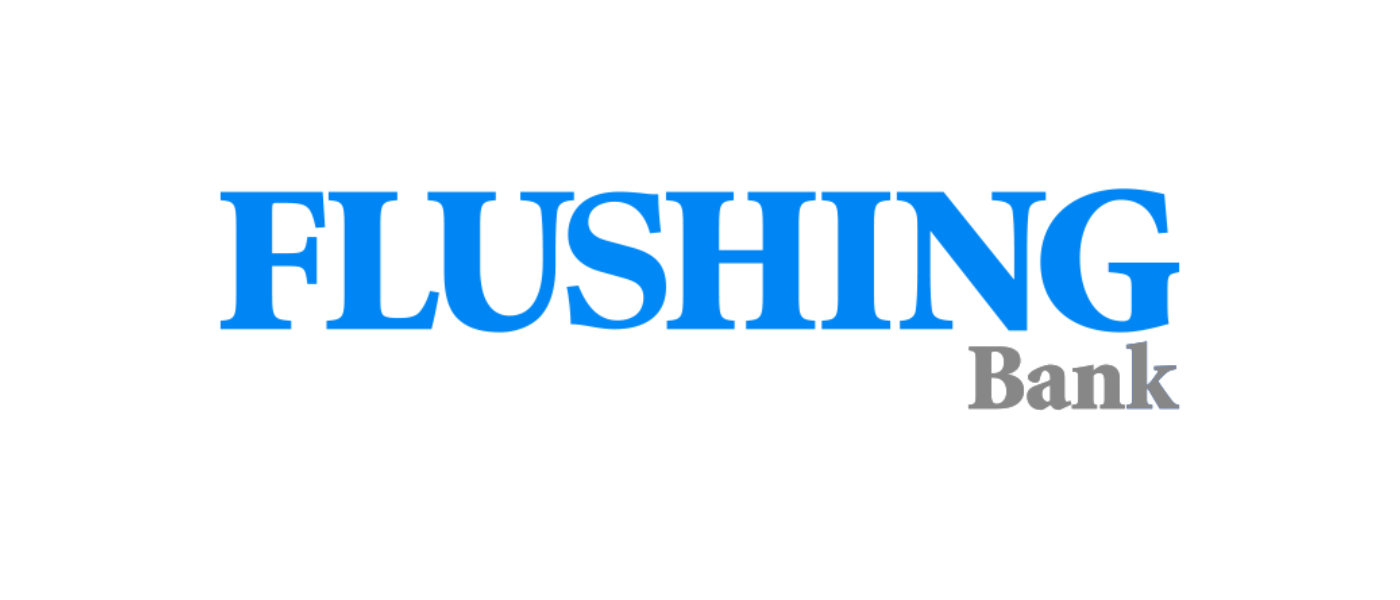 Flushing Bank logo with large blue text for "FLUSHING" and smaller gray text for "Bank"