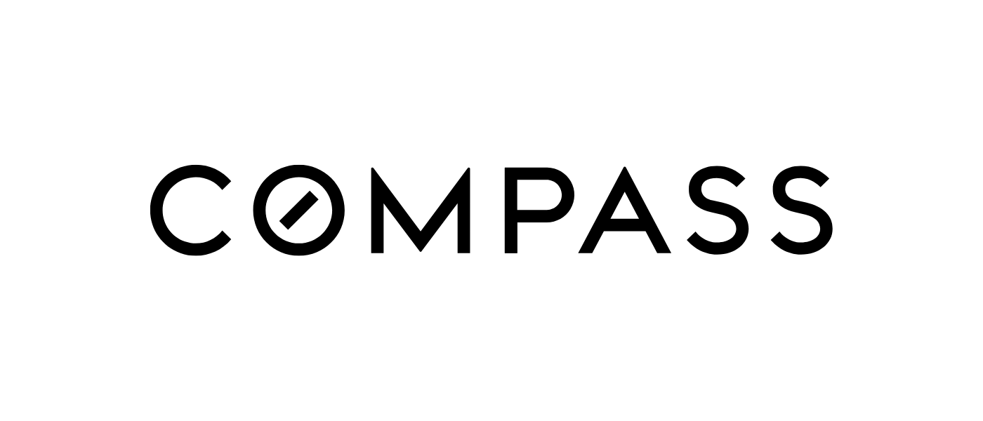 The word 'COMPASS' written in black text on a white background, with the 'O' stylized as a compass symbol.