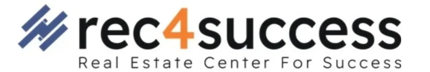 Rec4Success logo with blue diagonal lines and black and orange text, including the tagline 'Real Estate Center for Success'.