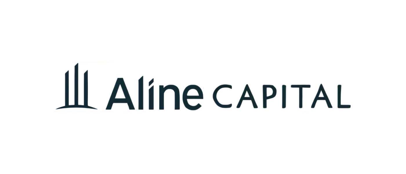Logo for Aline Capital with three stylized vertical bars and the company name in black font.