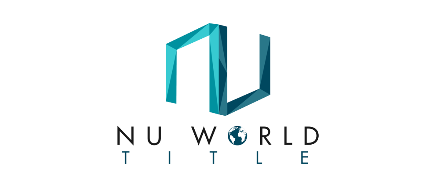 Logo with a stylized open door or window and the text 'NU WORLD TITLE' with a globe replacing the letter 'O' in 'WORLD'.