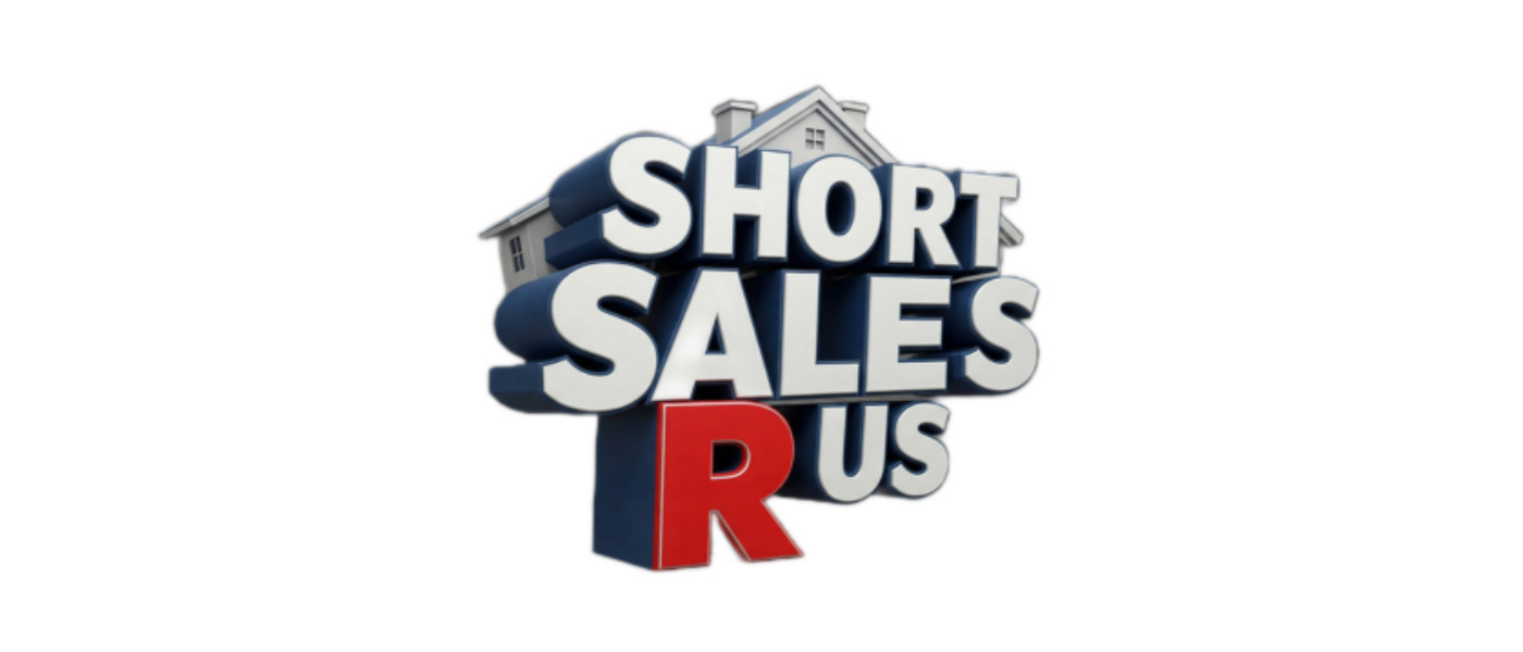 3D text with a house graphic that reads 'Short Sales R Us' in red, white, and blue colors.