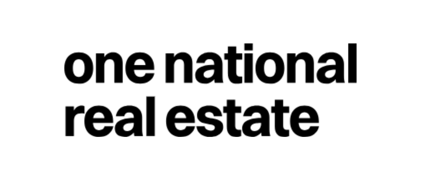 Black text on white background reading 'one national real estate'.
