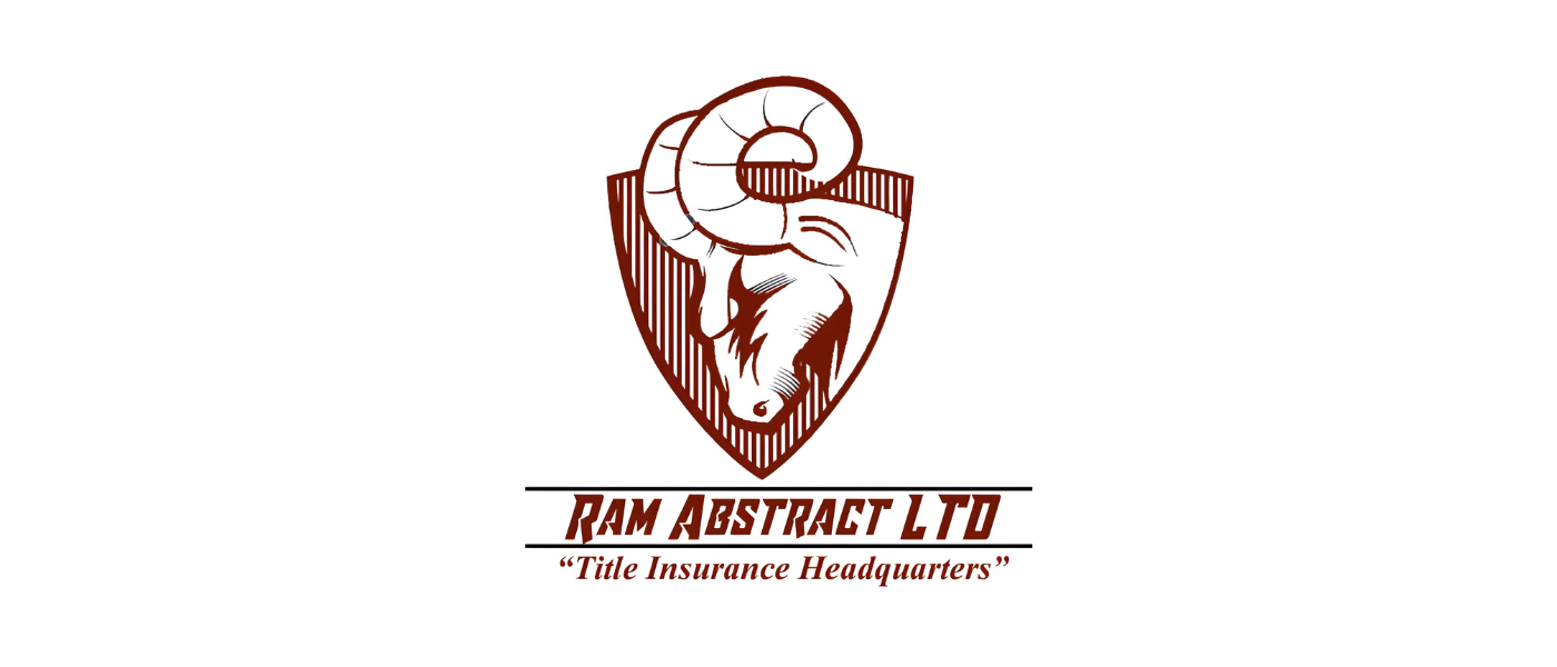 Logo of Ram Abstract Ltd with a ram's head inside a shield and the tagline 'Title Insurance Headquarters'.