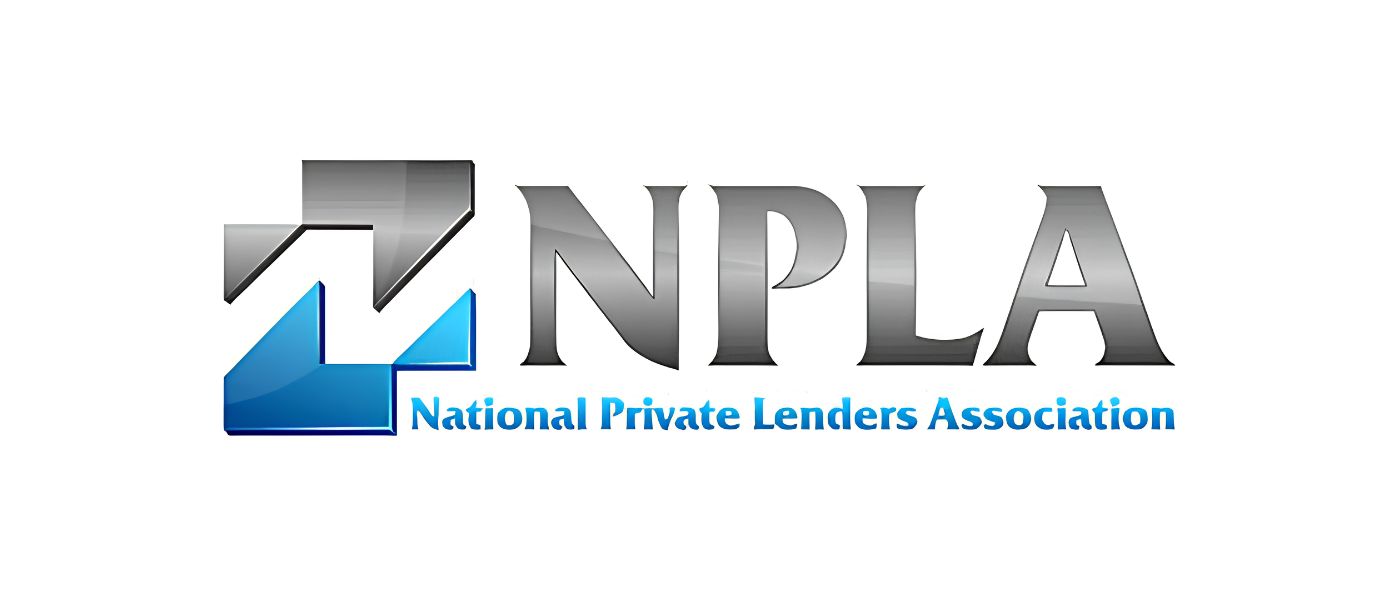 Logo of the National Private Lenders Association featuring a stylized blue and silver upward arrow and the acronym 'NPLA'.  The full name is written in blue text below the acronym.