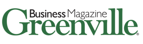 Business Magazine Greenville logo in black and green text.