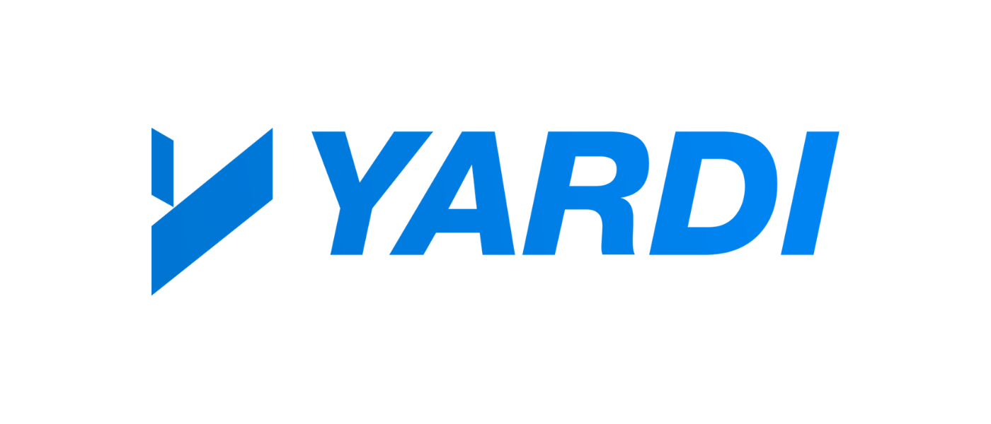 Yardi logo with stylized blue icon and blue text on white background.