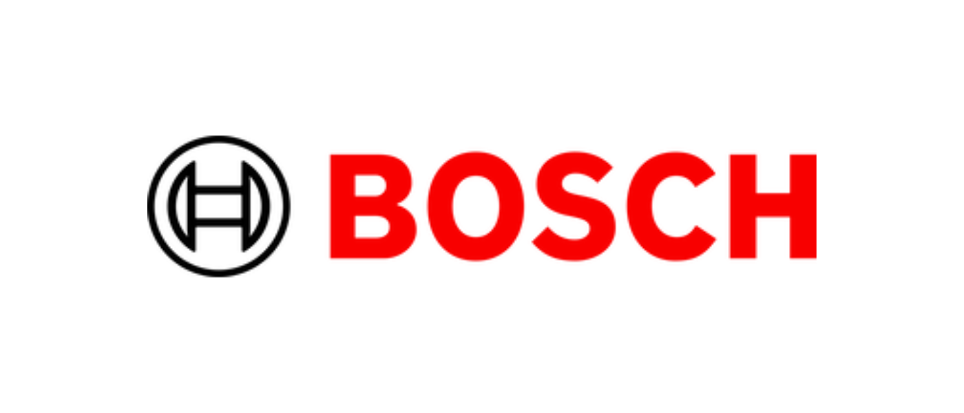 Bosch logo with black circular emblem and red text