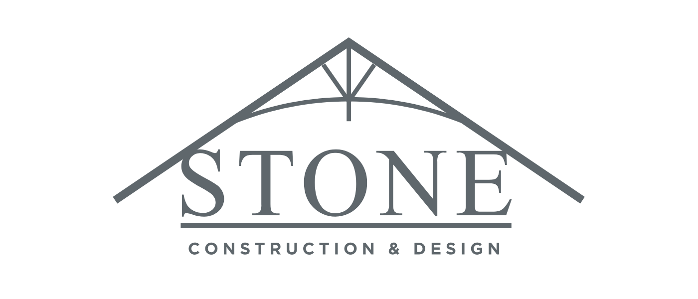 Logo for Stone Construction & Design with a stylized roofline above the name.