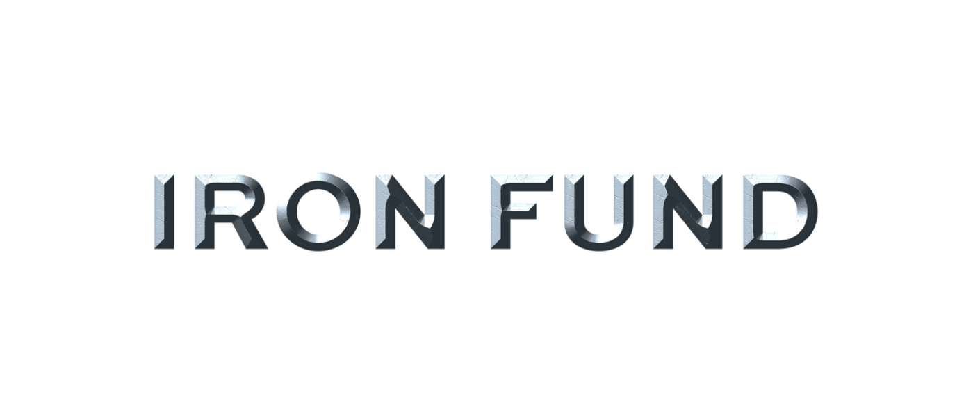 The image features the words 'IRON FUND' in bold, metallic, 3D-style letters on a white background.