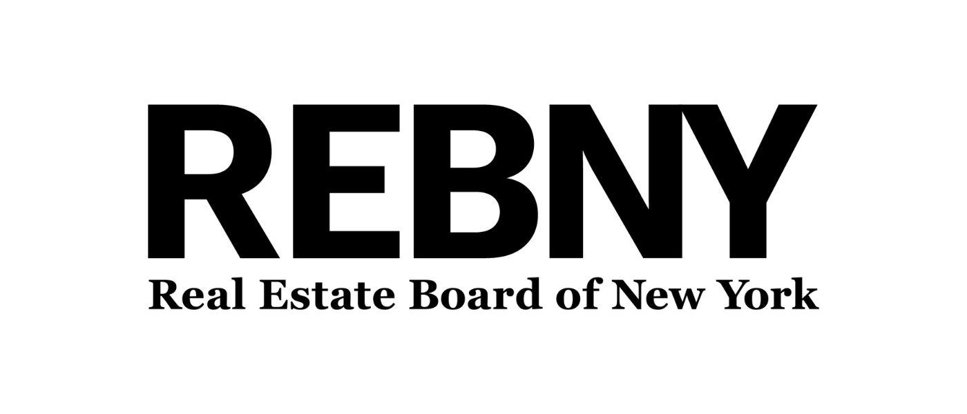 Logo for REBNY, the Real Estate Board of New York, with large black text and a smaller tagline underneath.