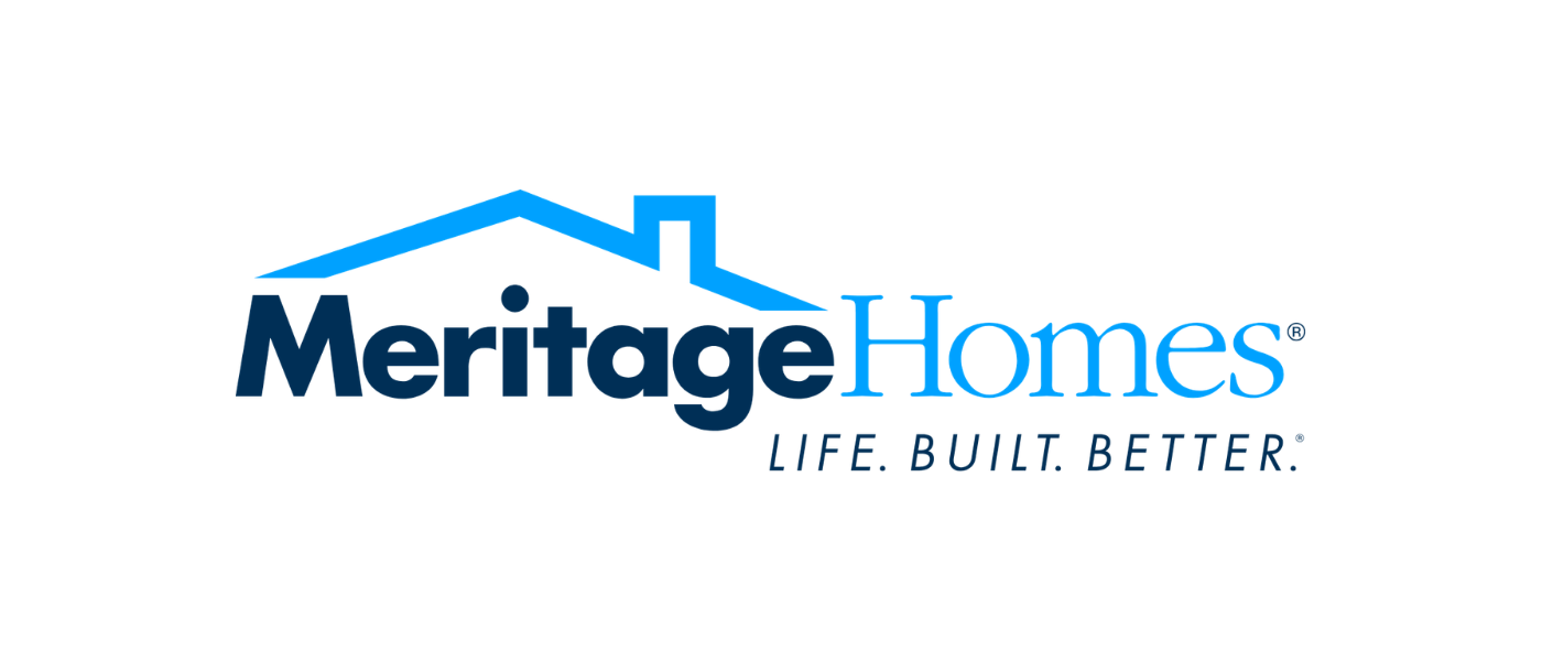 Meritage Homes logo with house roof graphic and tagline "Life. Built. Better."