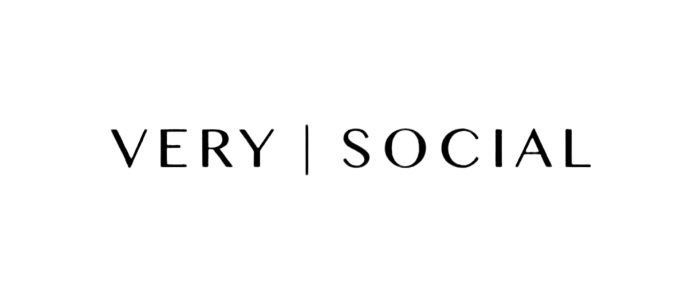 Text stating "VERY | SOCIAL" in black font on a white background.